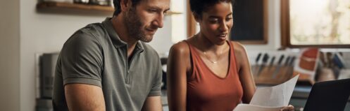 Couple looking at water bill